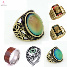 Boy Single Wood Eye Stone Ring Design, Men Stainless Steel Stone Gold Ring